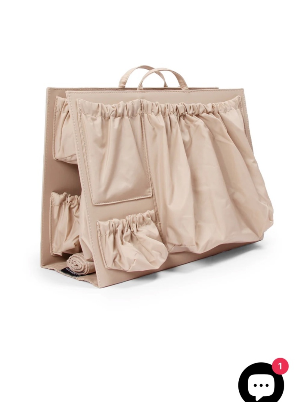 Beige Tote Insert Organizer with Elastic Pockets